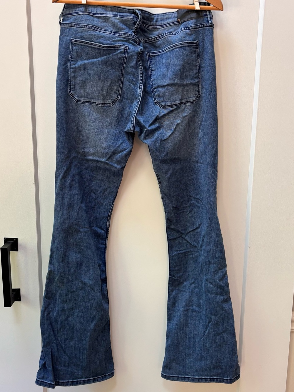 Women's Blue Flare Jeans - Stretch Wide Leg - Picture 6 of 7